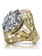 8K Gelbgold Zircon Ring Vintage vrc031x-zi Art Deco UdSSR -Schmuck, russischer Art-Déco-Stil